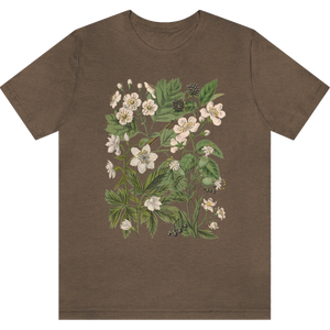 T-shirt "Petites fleurs blanches" Heather Brown_Brun Moucheté